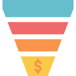 Colored funnel with a $ at the bottom