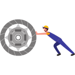 Man pushing against a tire to create friction