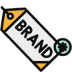 A tag with "brand" written in it