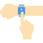 A hand tapping on a watch