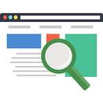 A website with a magnifying glass on it