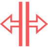Two red outlined arrows pointing away from eachother